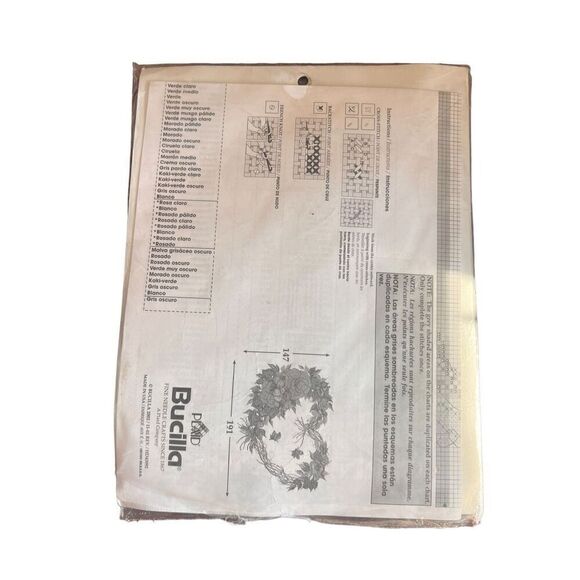 Bucilla Counted Cross Stitch Grapevine Wreath With Floral 14” X 11” Kit new - Picture 2 of 2